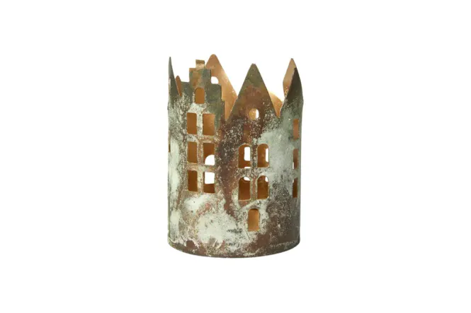 Hovedbilde Rund hus metall Telys 10cm