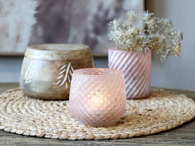 Hovedbilde Telysholder med mønster Rosa